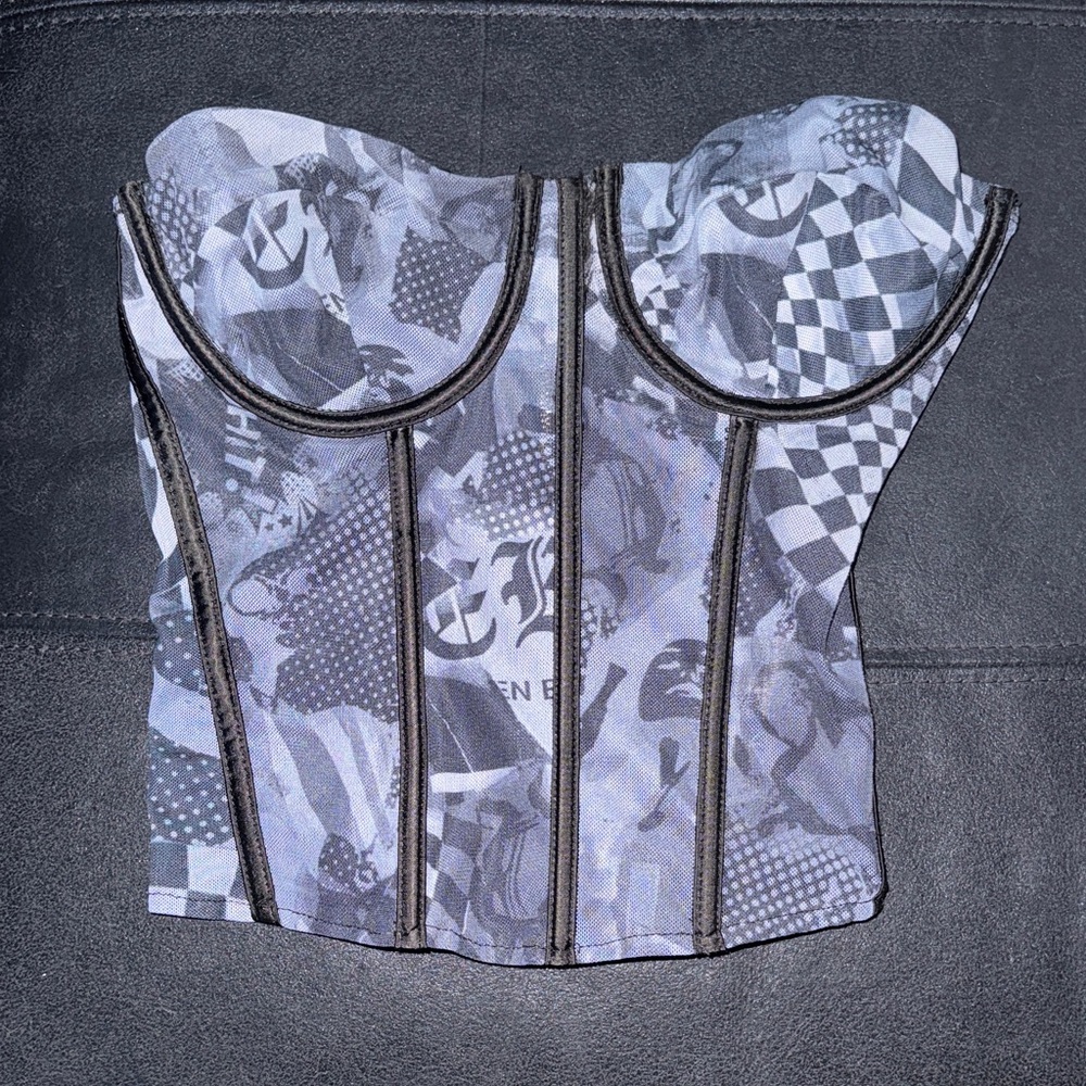 Edikted cropped bustier top with zipper back size M